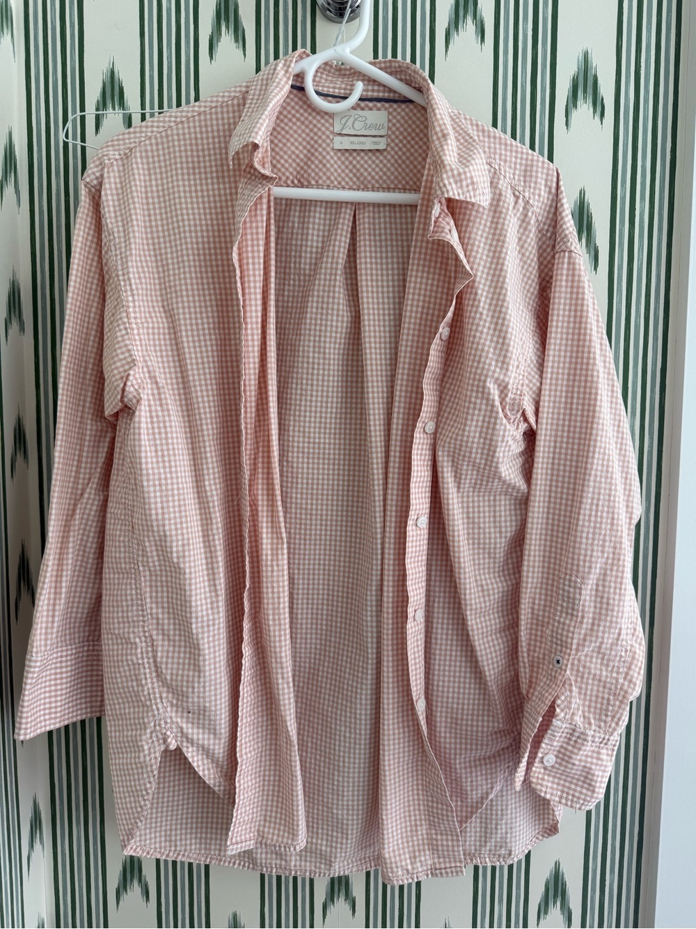 J. Crew Soft Beige Gingham Button-Down Shirt